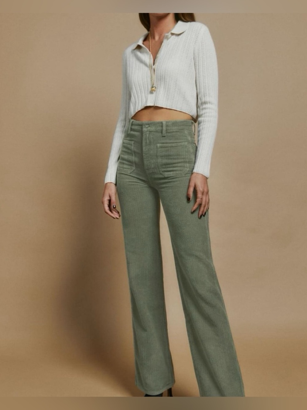 Reformation Sage Green Corduroy Jeans